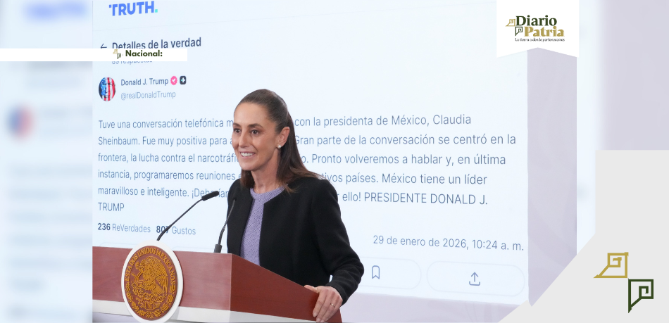 DP Nacional Sheinbaum informa llamada con Trump y reafirma soberanía y continuidad del T-MEC: mañanera del jueves 29 de enero de 2026
