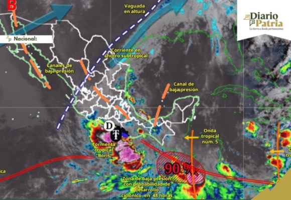 Tormenta tropical Boris afectará el sur y occidente de México con lluvias torrenciales