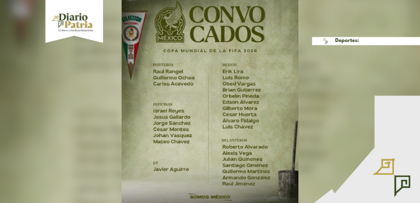 Selección Mexicana: estos son los 26 convocados por Aguirre para el Mundial 2026